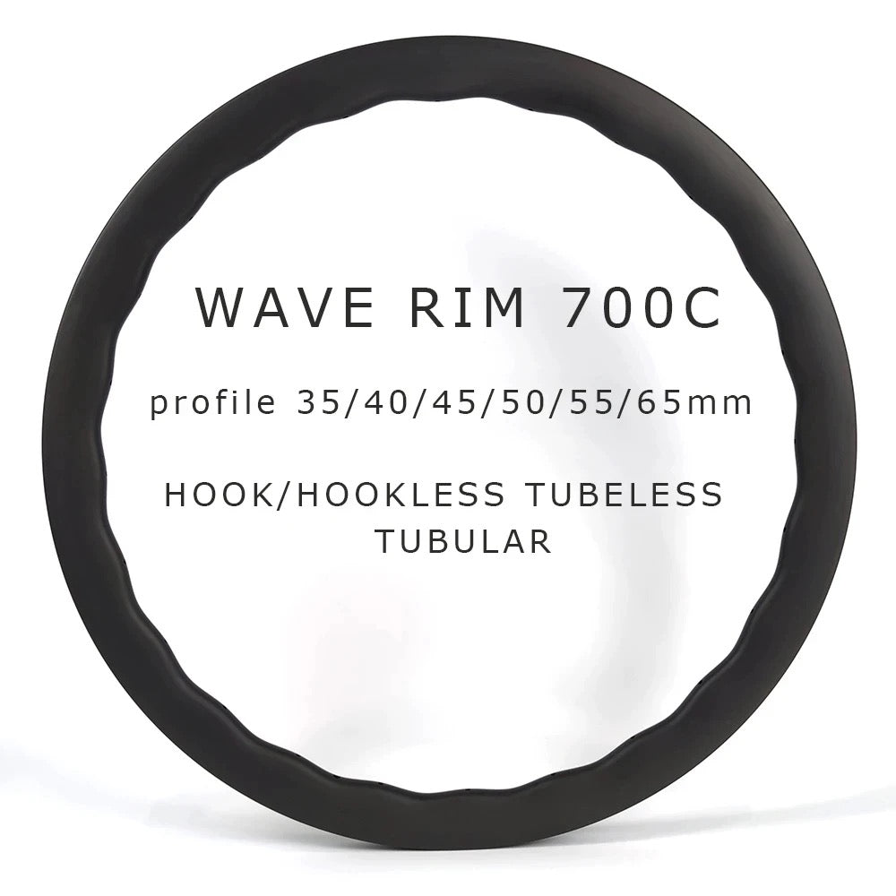 Lightweight Wavy carbon rim 360g 700C road bike